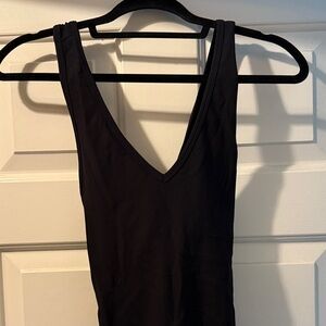 Black V-Neck athletic jumpsuit